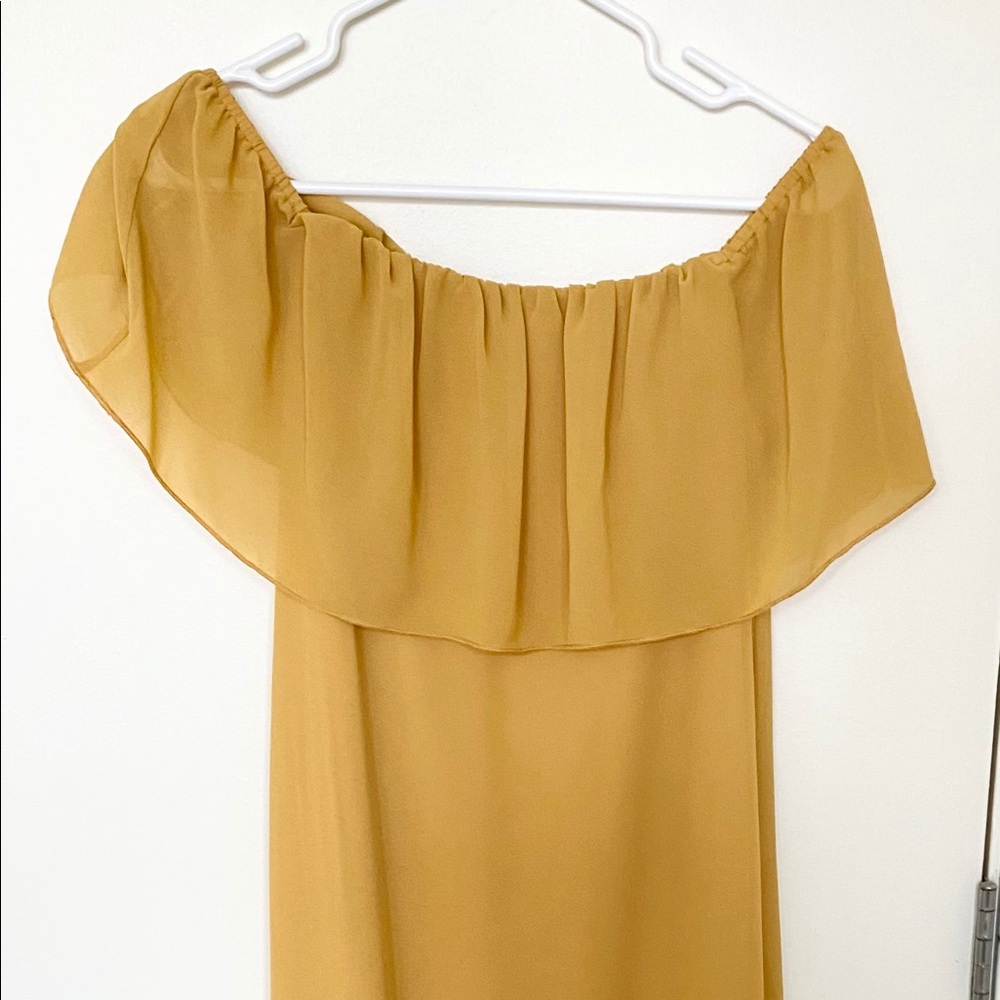 After Market Golden Ruffle Off Shoulder Dress - Picture 5 of 6
